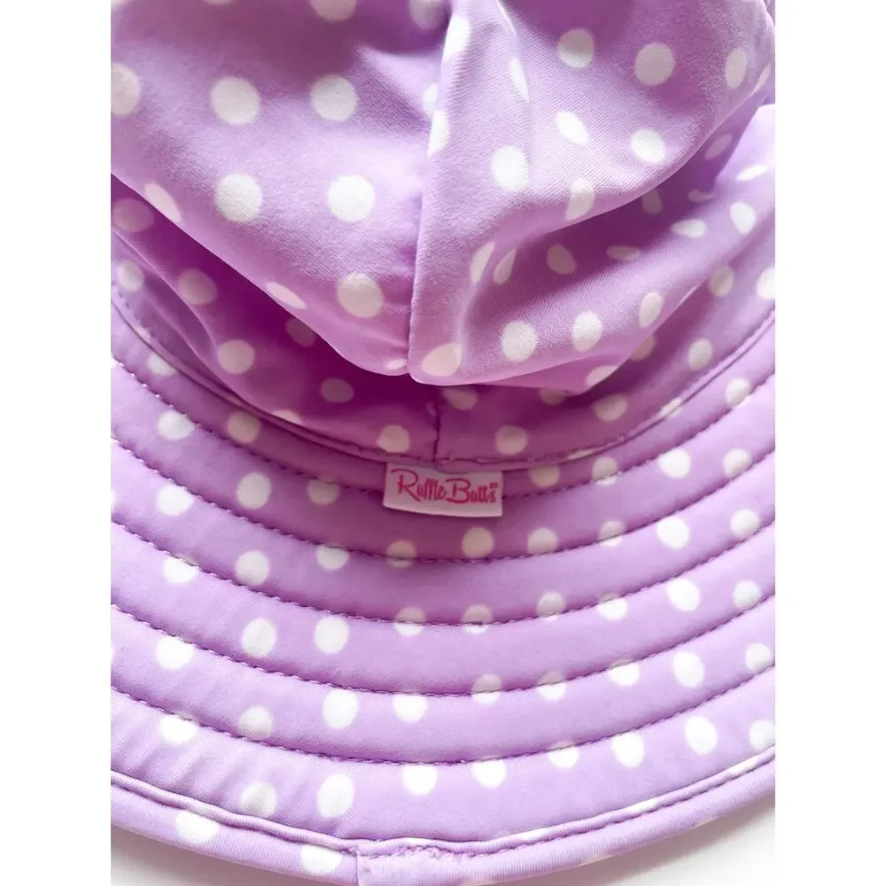 Baby Girl's Ruffle Butts Purple and White Wide Brimmed Beach or Pool Hat 0-12mo.